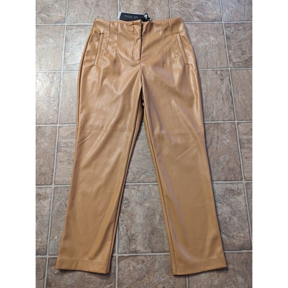 New Rachel Zoe sz 8 Faux Leather Vegan Pants high waist pleated crop ankle 4835